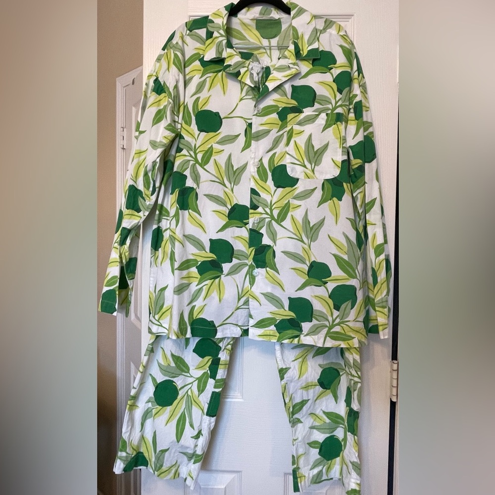Printfresh Unisex long set pajamas- Lime Print- medium